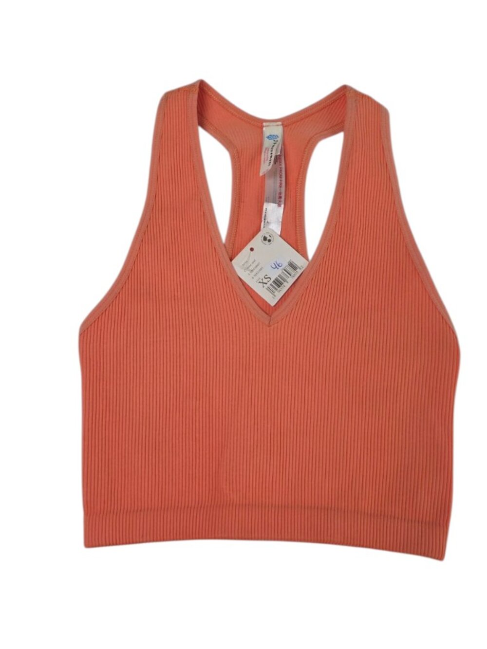 Free People Movement Ribbed Crop Top, Orange, Pullover, Size XS